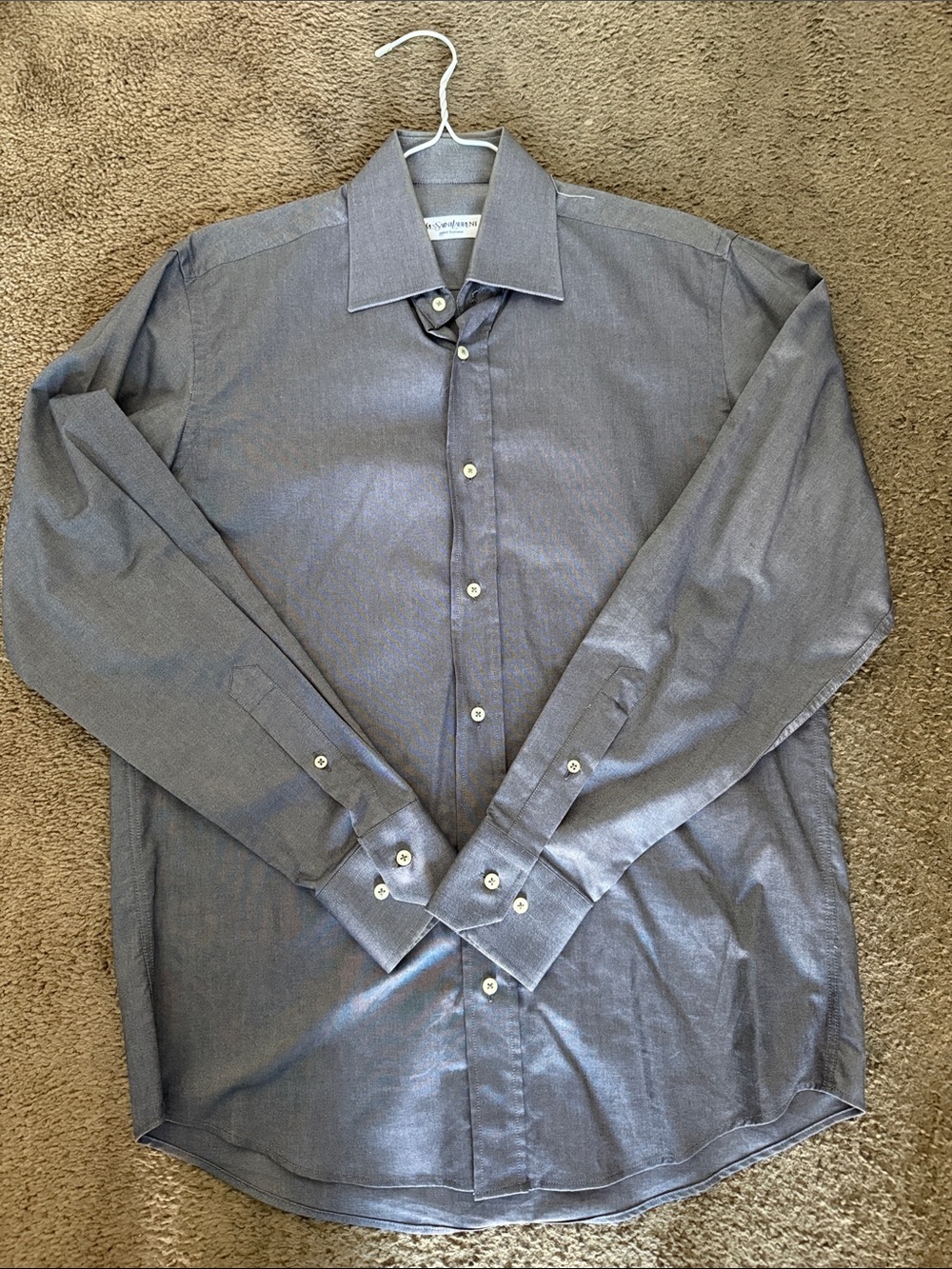 Yves Saint Laurent Men's Slate Gray Dress Shirt